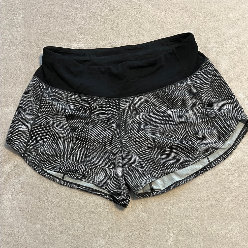 lululemon athletica Black and Gray Patterned Women's Athletic Shorts